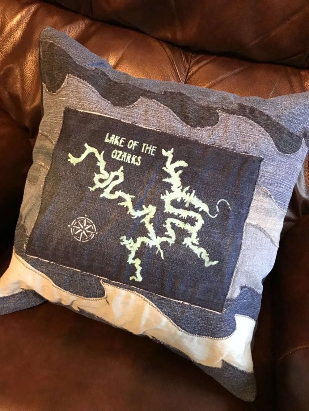 Lake of the Ozarks Pillow Cover 18 x 18 Handmade Lakehouse Cabin Decor Boating